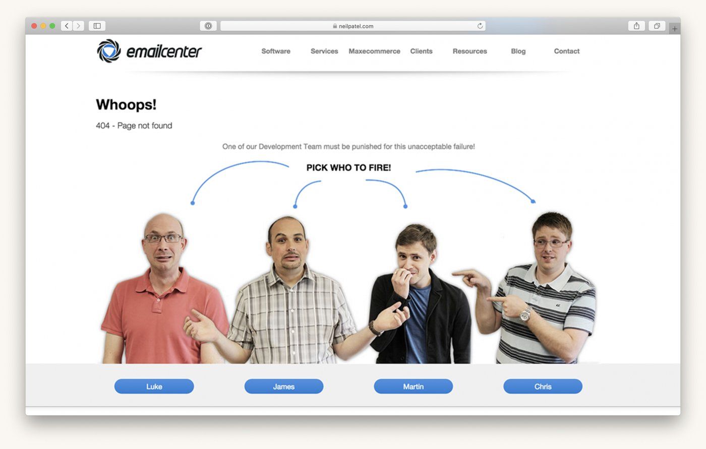 The 404 page of Email Center