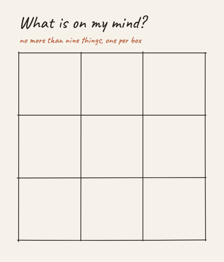 A blank three-by-three grid, drawn by hand
