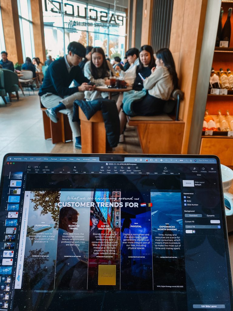Working from a coffee bar in Seoul