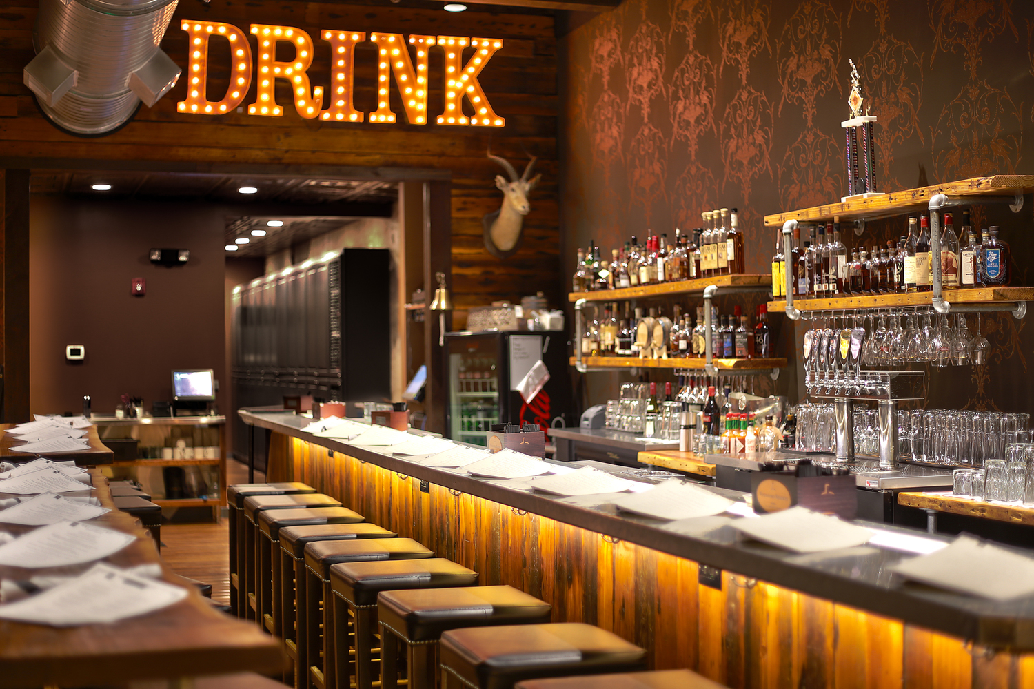 Bourbon in Columbia, South Carolina, is a whiskey bar and Cajun-Creole restaurant
